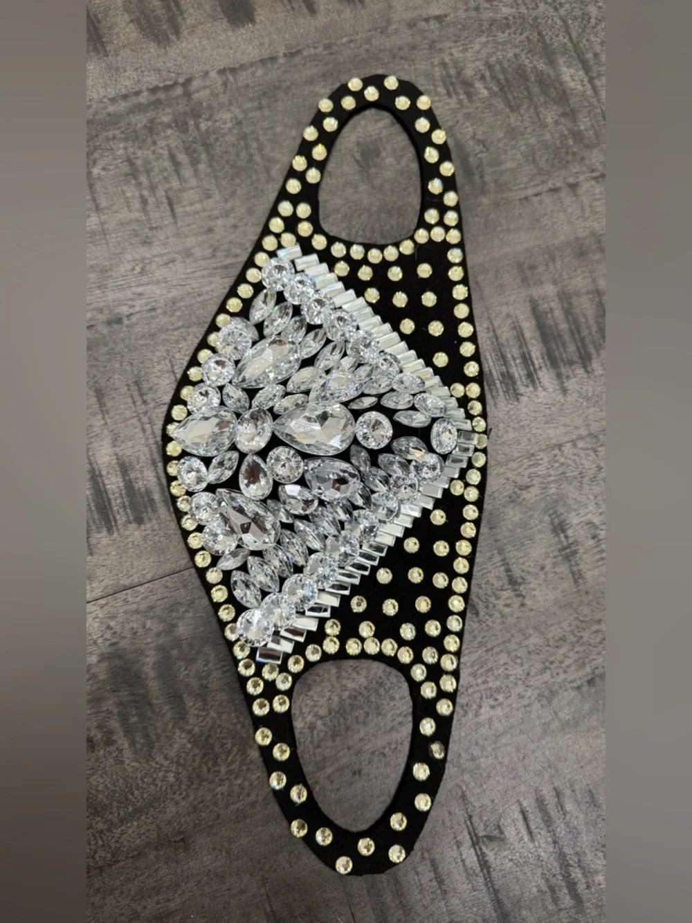 Embellished Black Face Mask with Crystal Accents